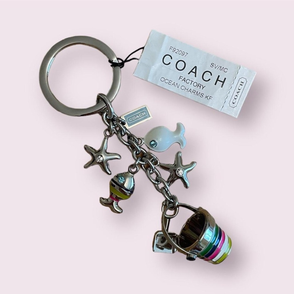 Vintage Coach Pave Beach Fish Starfish Bucket Keychain